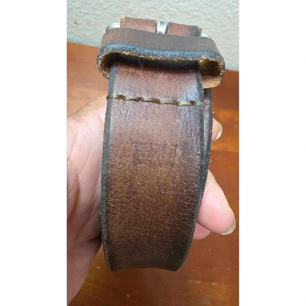 Levis‎ Leather Belt Mens XL Dark Brown Silver Buckle Casual Work Wear